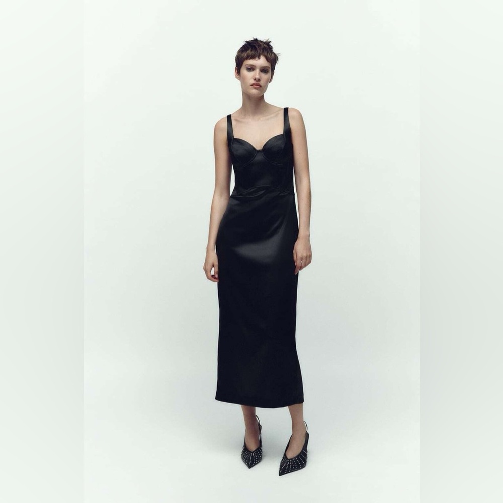 NWOT ZARA SATIN CORSET DRESS XS